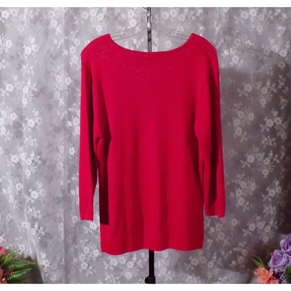 Bill Blass Jeans Vintage 80s Top Red & White Stripe Knit 1980s Retro Size Medium - Picture 2 of 7